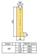 MATRICE DEGAGEE AUTOCENTREE H115 (50°)